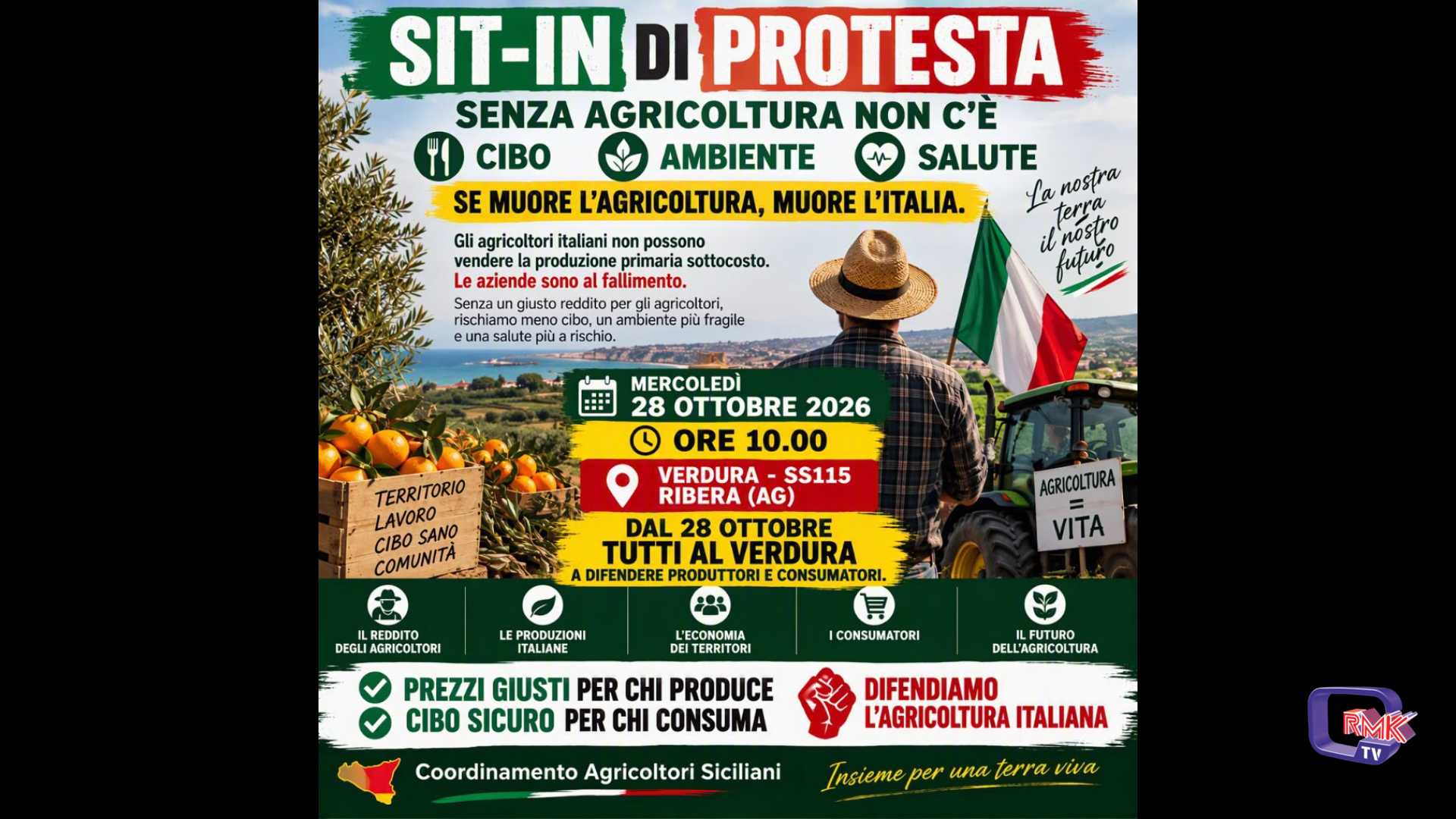 Sit-in di protesta degli agricoltori in località Verdura, la crisi resta